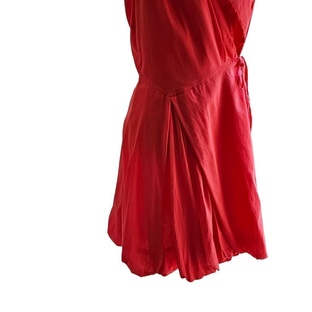 Vasna Paradise Pink Coral Sleeveless Wrap Dress - 100% Cotton - Size Small - Picture 7 of 13